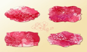 4 Creative watercolor flower label